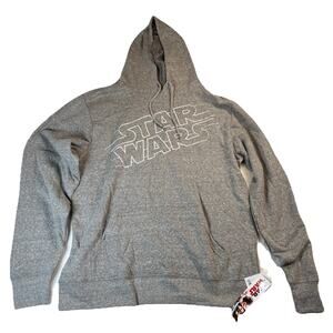 Star Wars Mens Hooded Pullover Sweatshirt Size Medium Grey Disney NEW NWT